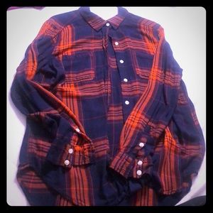 Button up. Navy and orange.  Sooo soft!!